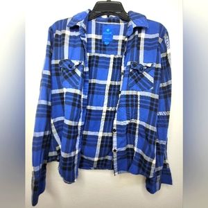 Nollie Striped Button Up W Pockets Heavy Cotton L Blue/Black/White Large